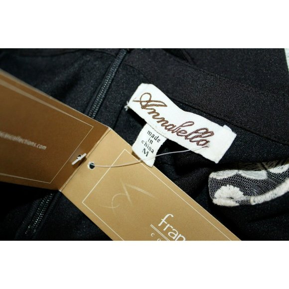 Annabella Womens Black White Floral Lace Inset Sleeveless Dress M NWT FLAW - Picture 7 of 8